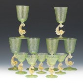 SIX SALVIATI PERIDOT AND AMBER