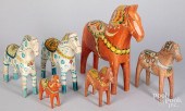 SIX SCANDINAVIAN CARVED AND PA