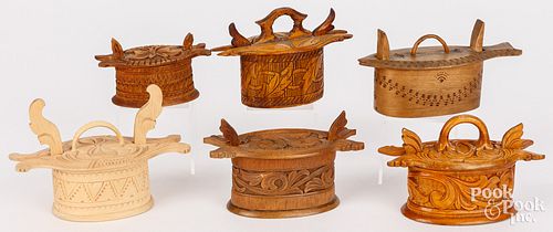 SIX SCANDINAVIAN CARVED BENTWOOD