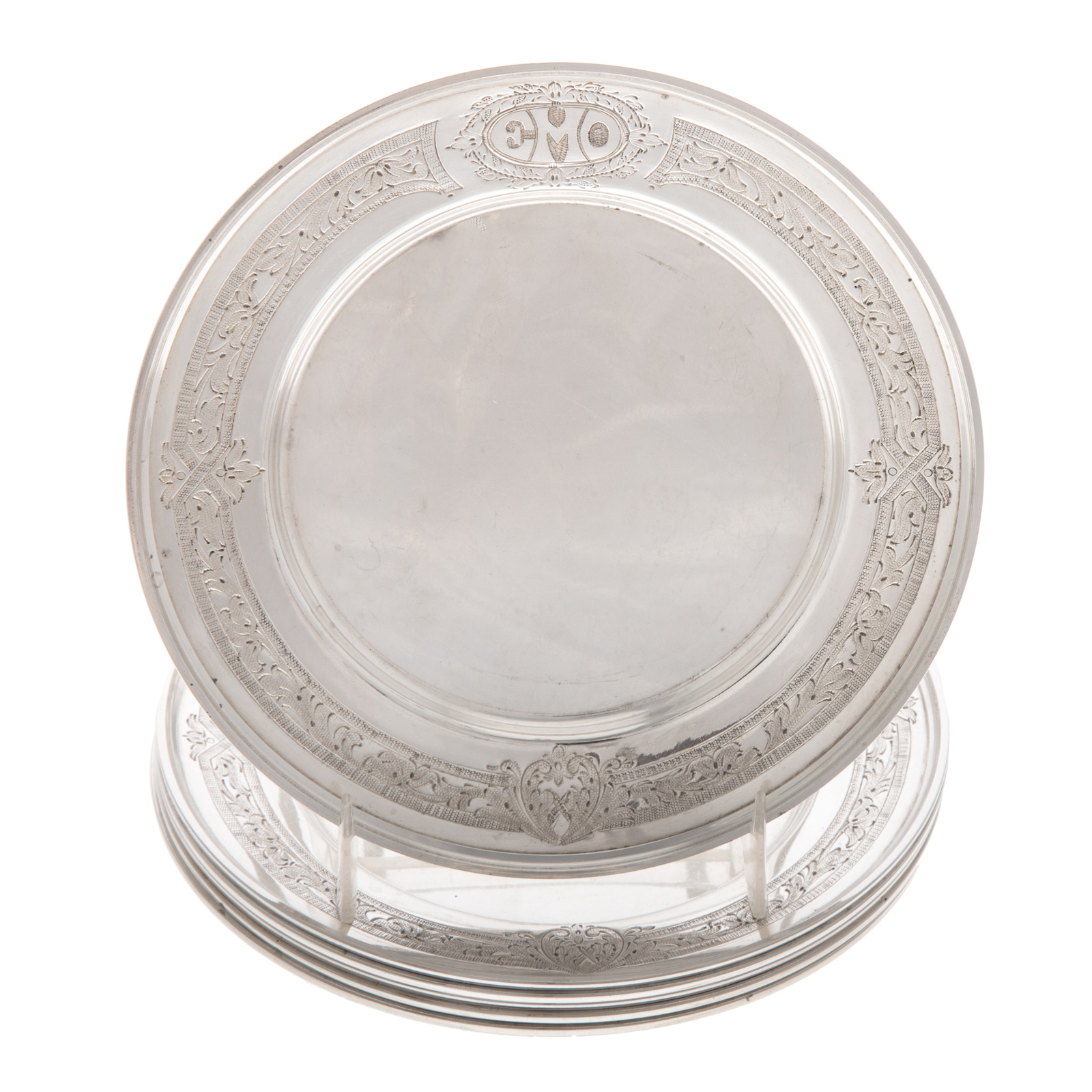 SIX SCHOFIELD STERLING BREAD PLATES