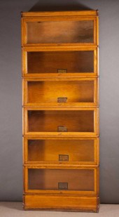 SIX-SECTION STACKING OAK BOOKC