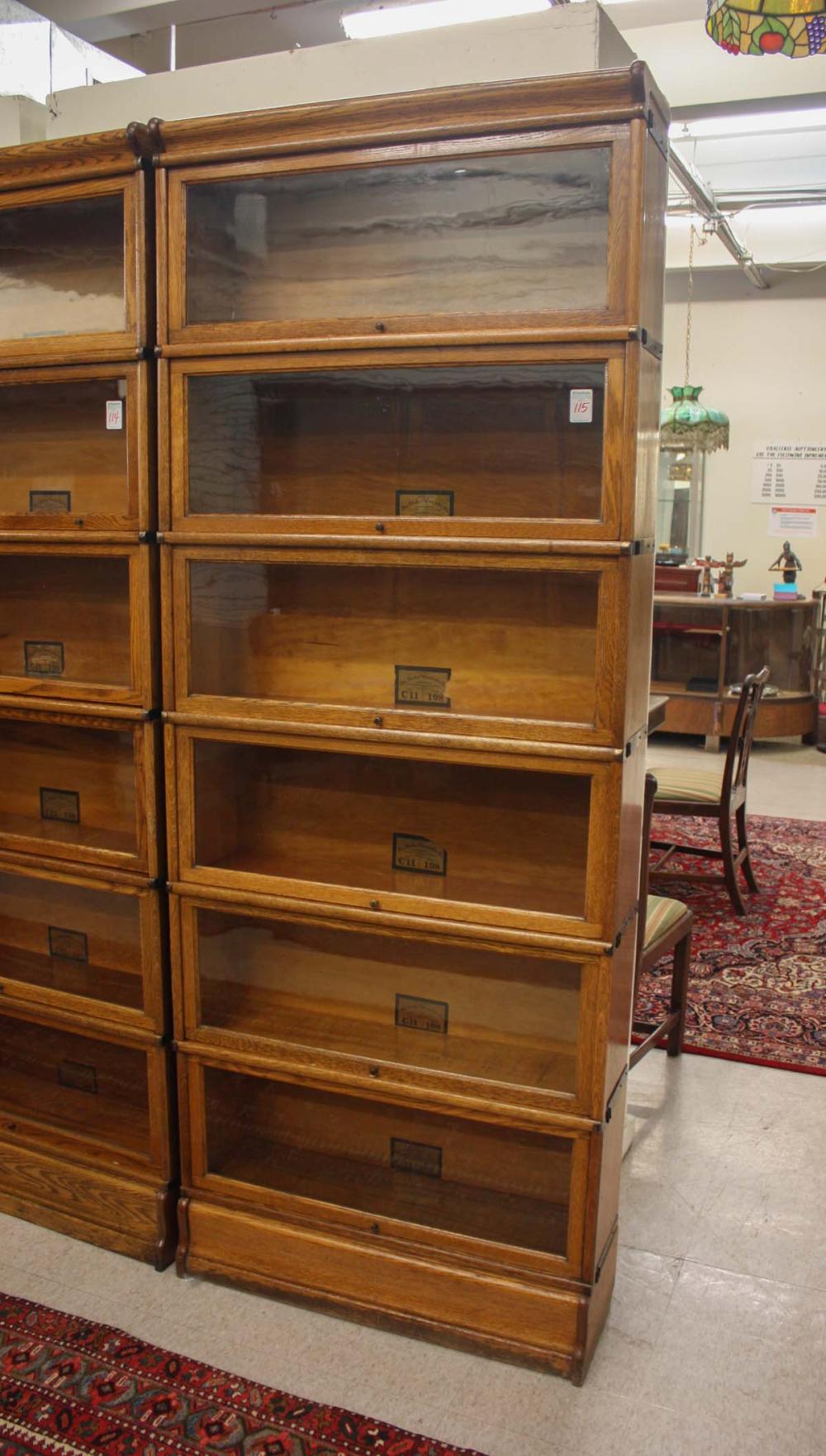 SIX-SECTION STACKING OAK LAWYER
