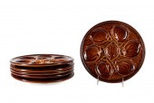 SIX S'ELEMENT MAJOLICA BROWN G