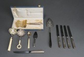 SIX SERVING ARTICLES AND TABLE