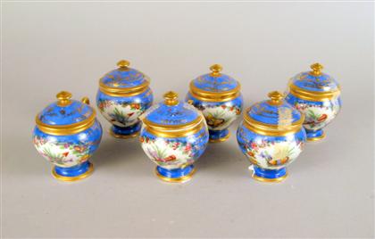 Six Sevres style porcelain pots