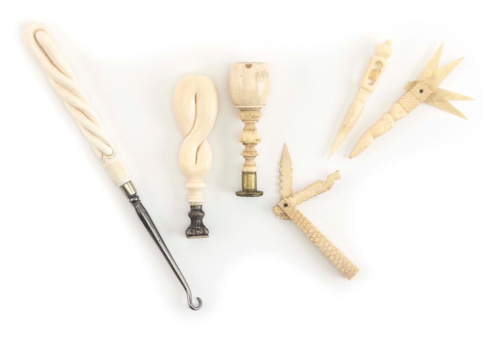 SIX SEWING AND LETTER IMPLEMENTS