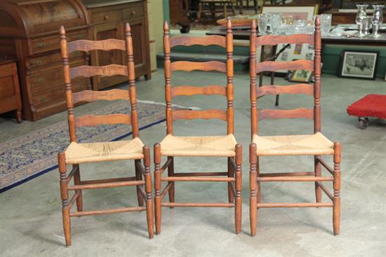 SIX SIDECHAIRS. Oak ladderback