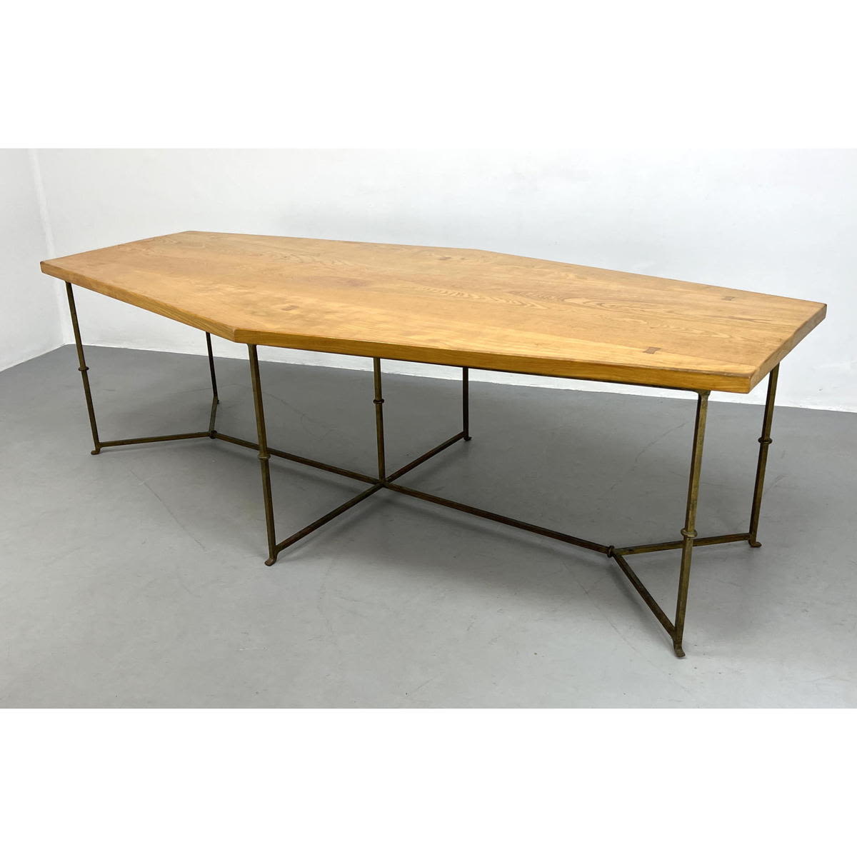 Six Sided Wood Iron Base Dining