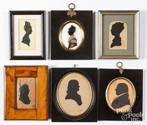 SIX SILHOUETTES, 19TH C.Six