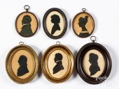 SIX SILHOUETTES, 19TH C.Six si