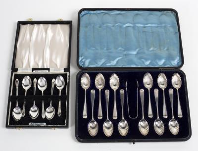 Six silver coffee spoons,