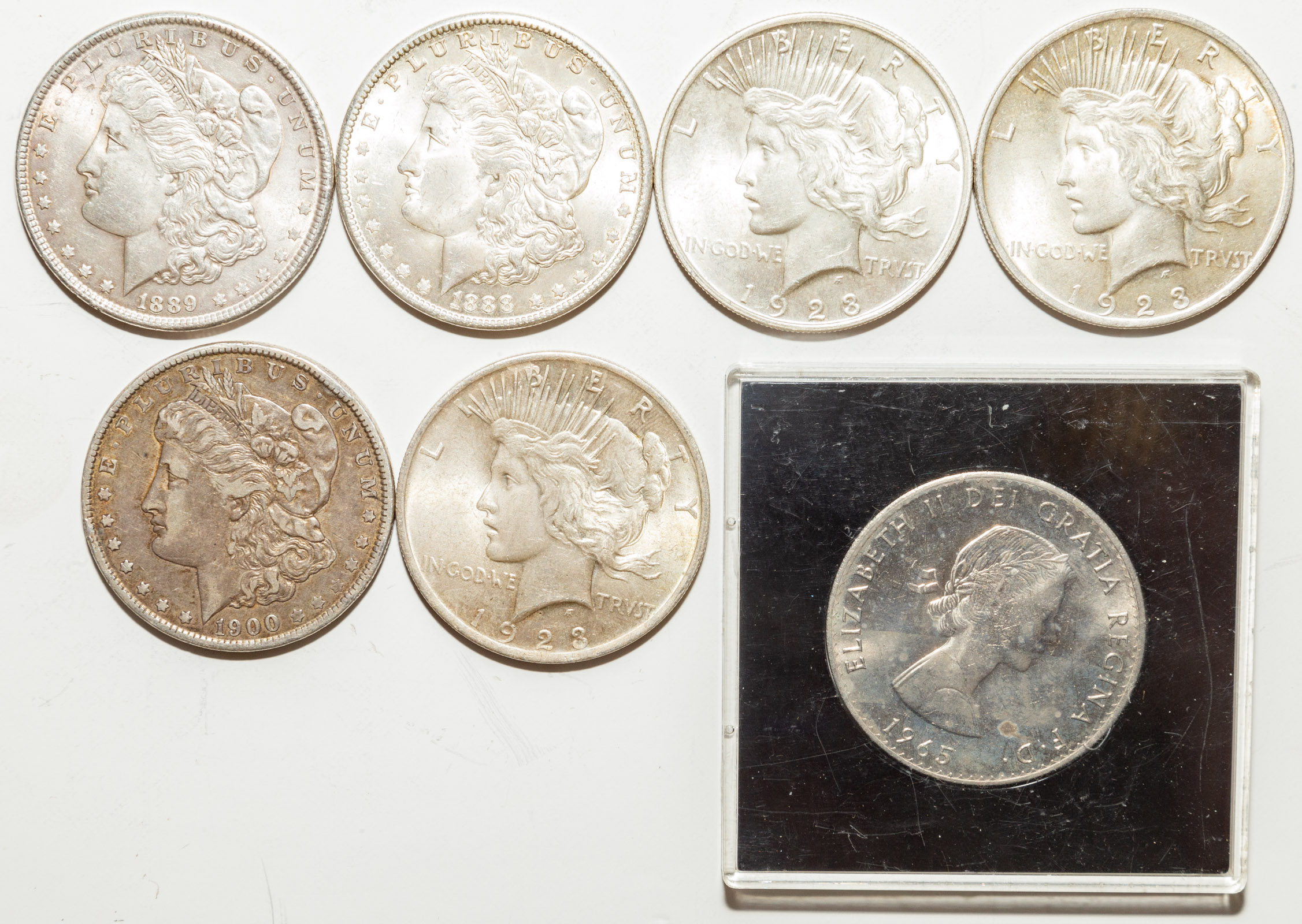 SIX SILVER DOLLARS & CHURCHILL