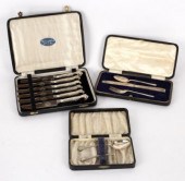 Six silver handled fruit knive