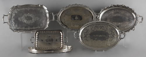 Six silver plated platters