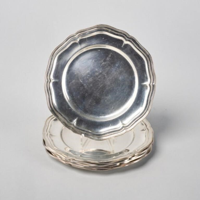 SIX SILVER SIDE PLATESA set of