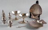SIX SILVER SMALL CONDIMENT ITE