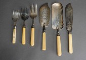 SIX SILVERPLATE AND IVORINE SE