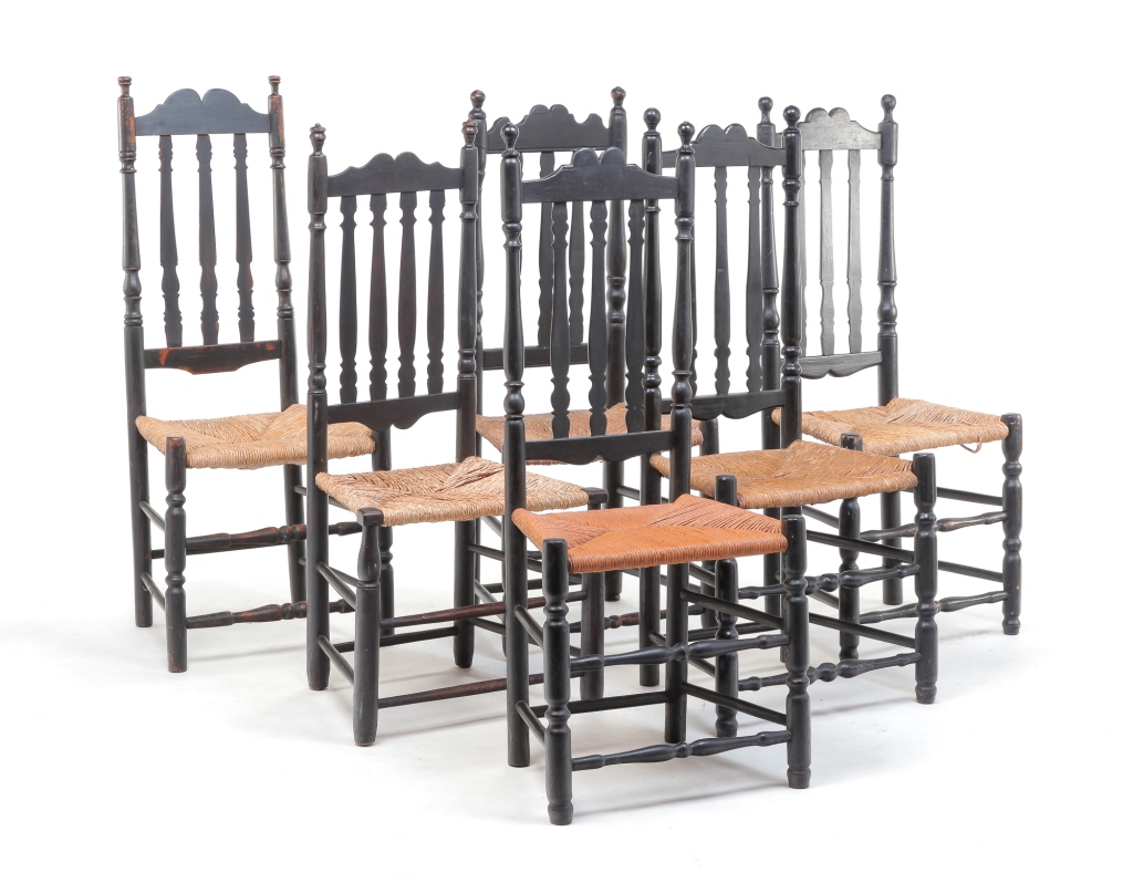 SIX SIMILAR AMERICAN BANNISTER BACK