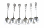 SIX SIMILAR SILVER TEASPOONS (