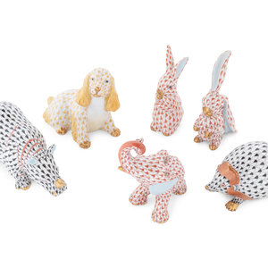 Six Small Herend Porcelain Animal