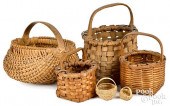 SIX SMALL WOVEN SPLINT BASKETS