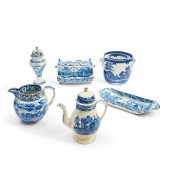 SIX STAFFORDSHIRE BLUE TRANSFE