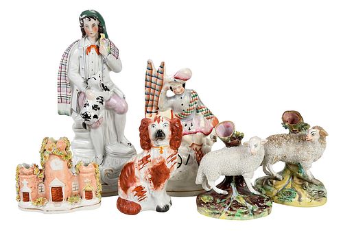 SIX STAFFORDSHIRE FIGURAL