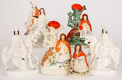 SIX STAFFORDSHIRE FIGURINES AND