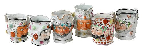 SIX STAFFORDSHIRE SATYR AND BACCHUS