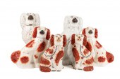 SIX STAFFORDSHIRE SPANIELS IN