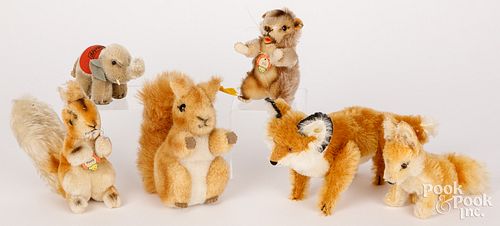 SIX STEIFF MOHAIR ANIMALSSix Steiff