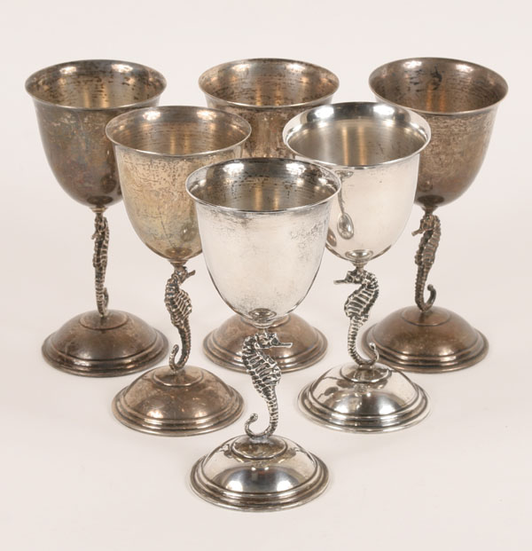 Six sterling goblets with