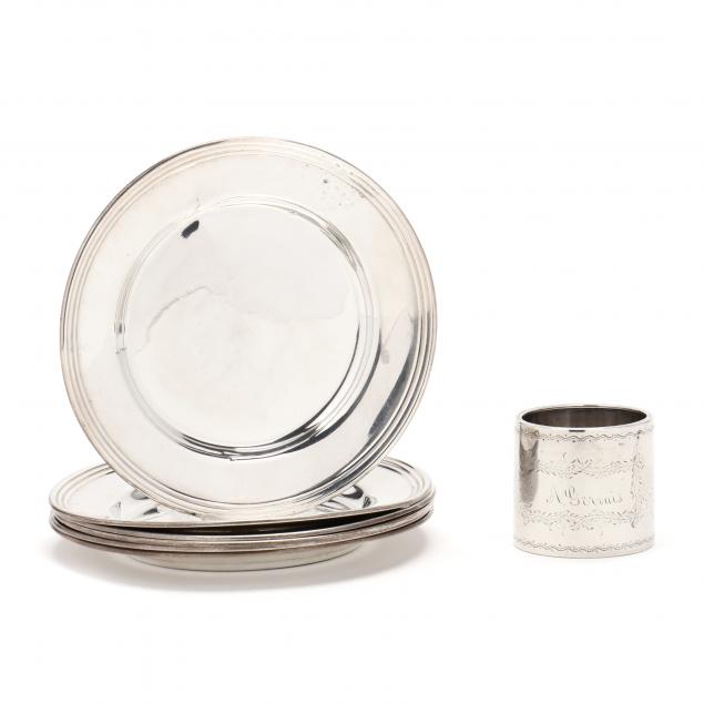 SIX STERLING SILVER BREAD PLATES