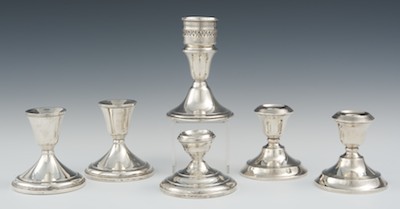Six Sterling Silver Candlesticks