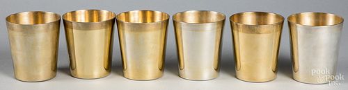 SIX STERLING SILVER CUPSSix