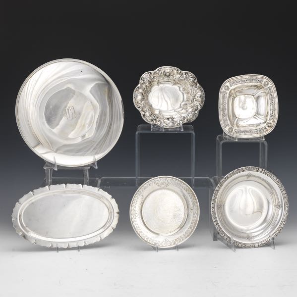 SIX STERLING SILVER DISHES 