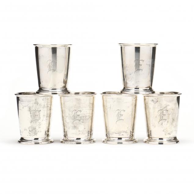 SIX STERLING SILVER MINT JULEP CUPS