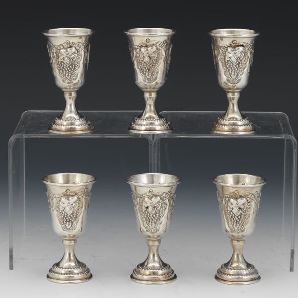 SIX STERLING SILVER SHOT GLASSES