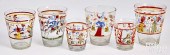 SIX STIEGEL TYPE ENAMELED CUPS