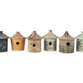 Six Stoneware Birdhouses, Incl