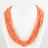 SIX-STRAND CORAL BEAD NECKLACE