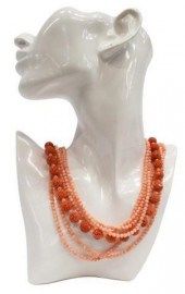 SIX-STRAND PINK CORAL & 14K GO