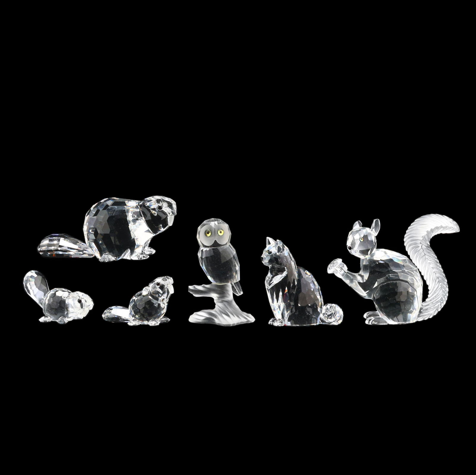 SIX SWAROVSKI CRYSTAL WOODLAND