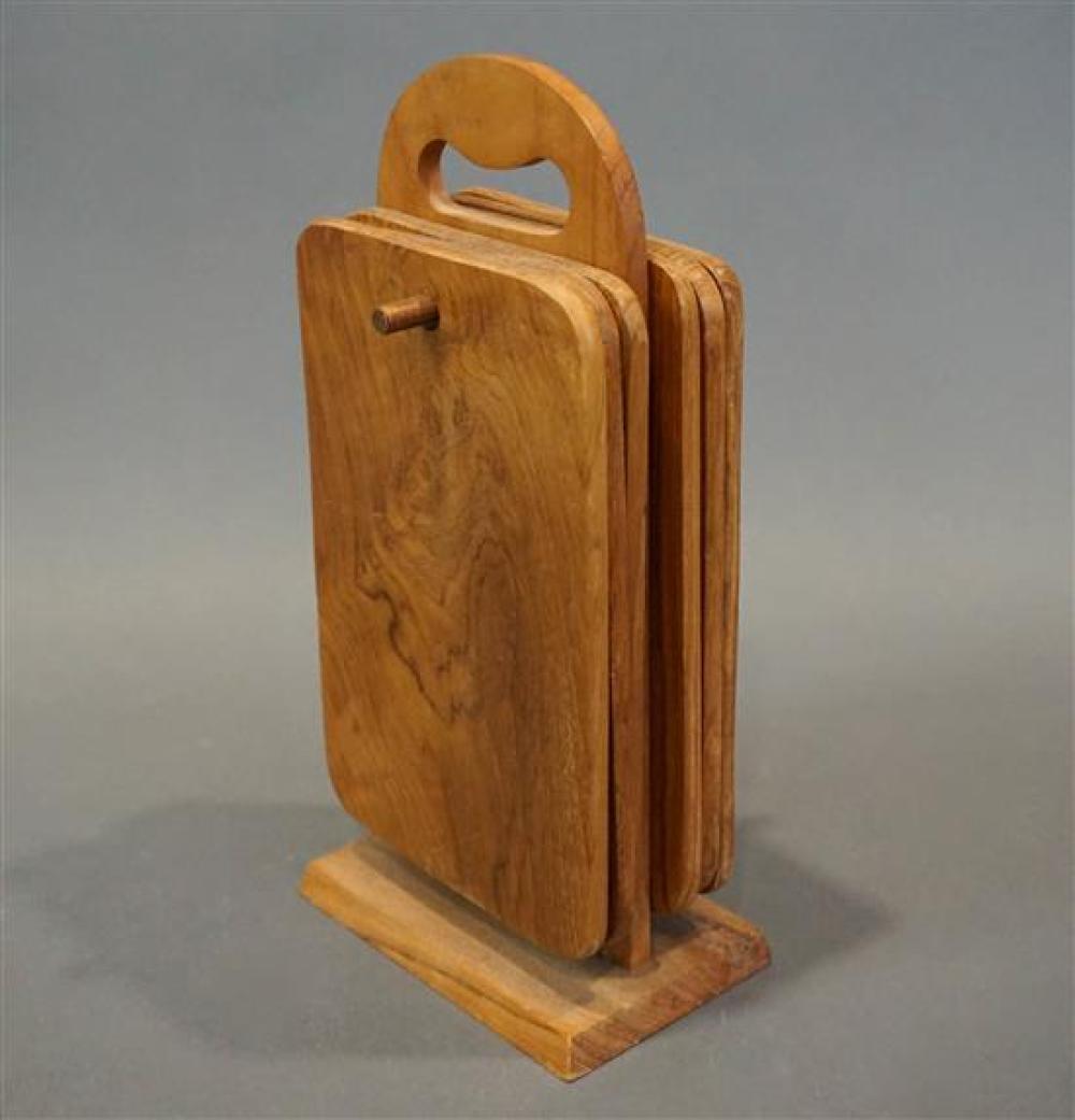SIX TEAK CHEESEBOARDS ON