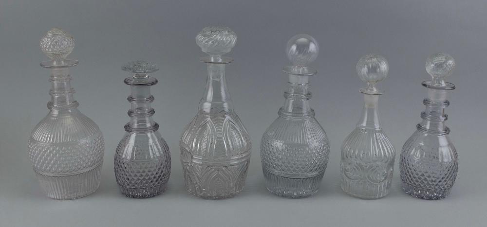 SIX THREE-MOLD CLEAR BLOWN GLASS