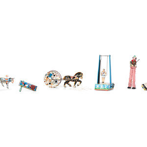 Six Tin Clown and Circus Toys