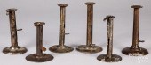 SIX TIN HOG SCRAPER CANDLESTIC