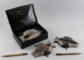 SIX TIN SHOREBIRD DECOYS IN A