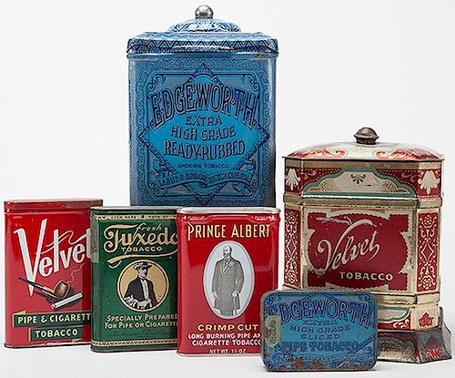 SIX TOBACCO TINSSix Tobacco Tins.