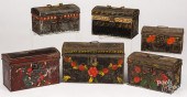 SIX TOLEWARE DOME LID BOXES, 1